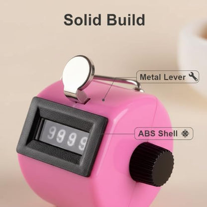 Hand Tally Counter - 4 Digit Mechanical Clicker Counter for Knitting and Crochet - Handheld Lap, Pitch & People Counter with Finger Ring - No Battery Required for Teachers, Nurses, (Blue)