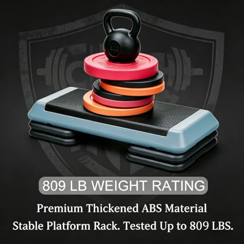 Aerobic Step Platform Height Adjustable Workout Step - color: Double-layer Base-Grey & Black
