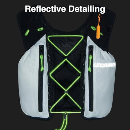 ROOT5 Running Hydration Vest 5L with 2 x 500ml Soft Flasks, Lightweight Running Vest with Water Bottles for Men and Women, Trail Running Pack - color: White, size: Large