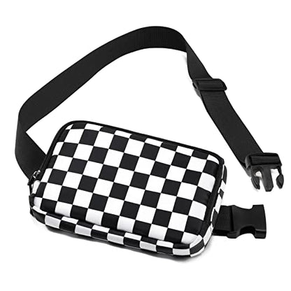 Amazerbst Belt Bag, Fanny Pack, Everywhere Belt Bag,40 Inch Adjustable Strap,for Women and Men,Waterproof - color: White Black