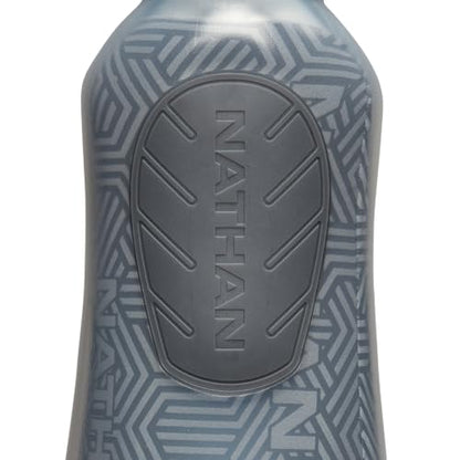 Nathan SpeedDraw 2 Insulated Handheld Running Water Bottle Flask – Double-Wall Insulation, Ergonomic Grip, Blast Valve Cap, Phone & Key Storage Pockets, Reflective Design - 18oz Insulated - Deep Teal - color: Deep Teal 18oz Insulated