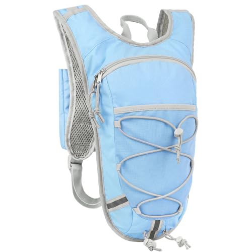 Lightweight Hydration Backpack 2L Water Bladder Pack for Running, Cycling, Hiking – Anti-Theft Water Backpack with Phone Holder, Trekking Pole Holder & Reflective Strips for Men & Women - color: Blue