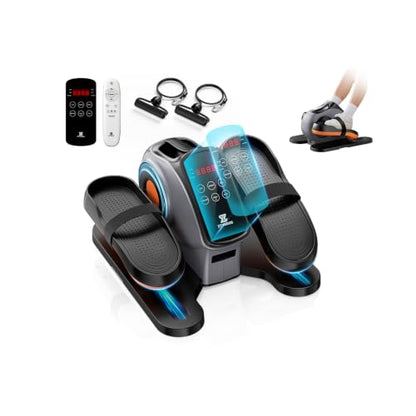 Under Desk Elliptical Machine, Ellipse Leg Exerciser As Seen On Tv While Sitting for Seniors, Pedal Exerciser with 15 Level Adjustable Resistance & 5 Auto Mode Fully Assembled Home Office - color: Black