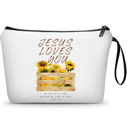 Jesus Love Sunflower You Makeup Bag, Christian Faith Gifts for Women - color: Christian-3