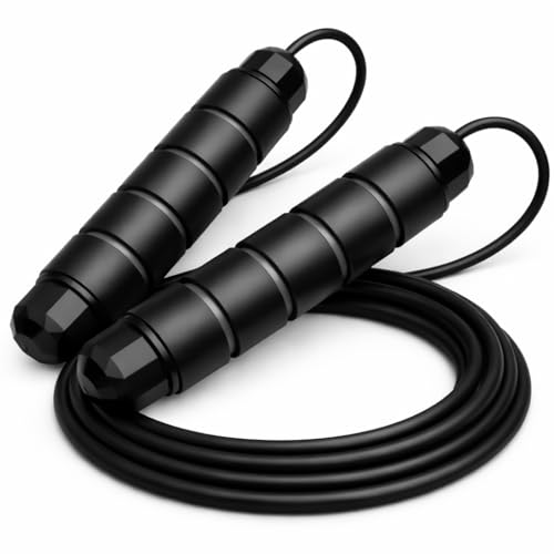Speed Jump Rope – Lightweight Tangle-Free Skipping Rope for Men, Women & Kids - color: Black, size: Weighted Handles
