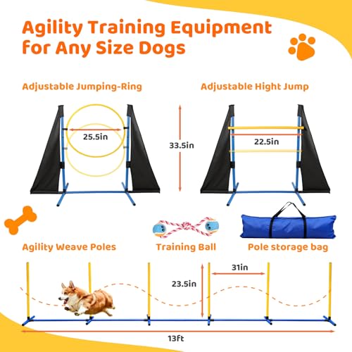 POPMOON Dog Agility Course Backyard Set, 11-Piece Dog Agility Equipment
