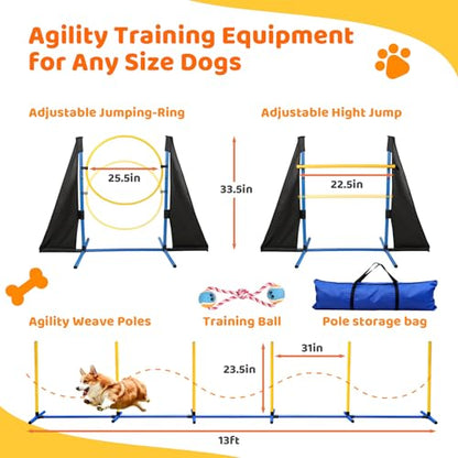 POPMOON Dog Agility Course Backyard Set, 11-Piece Dog Agility Equipment