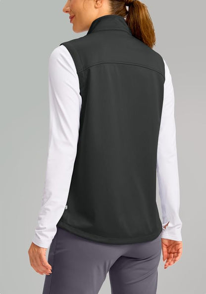 Soothfeel Women's Vest with 4 Pockets Lightweight Jacket Hiking Travel - color: Dark Grey, size: Small