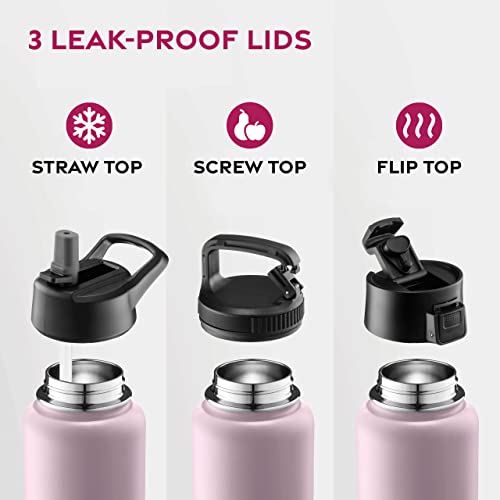 FineDine Insulated Water Bottle with Straw, 25 Oz, Dreamy Pink-Green - color: Dreamy Pink-Green, size: 25 Ounces