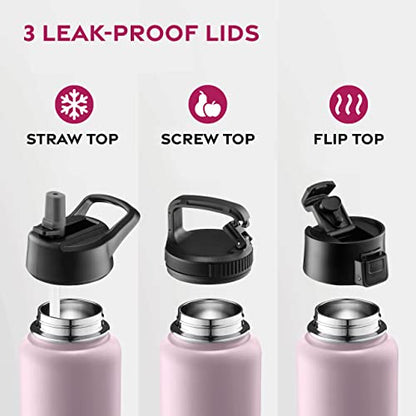 FineDine Insulated Water Bottle with Straw, 25 Oz, Dreamy Pink-Green - color: Dreamy Pink-Green, size: 25 Ounces