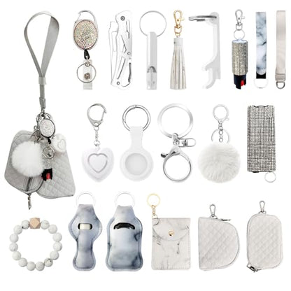 Araafur Wristlet Keychain Set with RFID Wallet Card Holder and Bottle Opener, Car Keychain Accessories for Women
