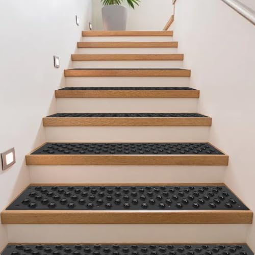 16 Pack Non Slip Aluminum Stair Tread,16 x 3.75 Inch Aluminum Anti-Slip Stair Strip with Screws,Anti Slip Outdoor Stair Treads Coated Black,Metal Stair Nosing Stair Treads for Wooden Ramp Deck Steps
