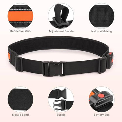 Illumifun LED Running Belt - USB Rechargeable Light Up Sash, High-Visibility Elastic Waistband Light for Running Cycling Hiking Camping Nighttime Activities - color: Orange