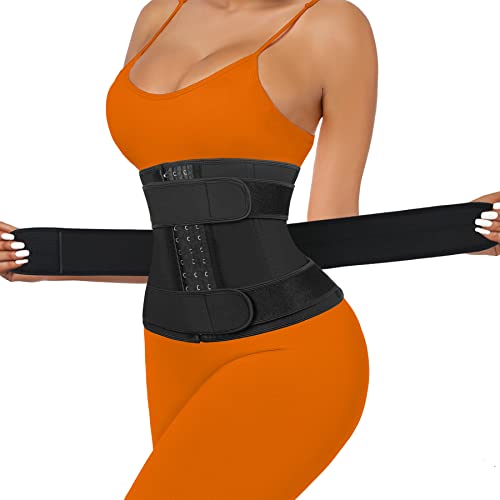 Women Waist Trainer Cincher 3 Straps Tummy Control Body Shaper - color: Black - Hooks - 3 Belts - Sweat Waist Trainer, size: Medium