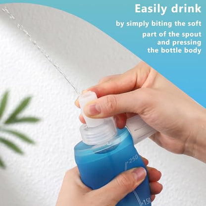 LemonRoad 4 Pcs 250ml Collapsible Soft Water Bottle for Hydration, TPU Foldable Running Water Bottle for Marathon Summer Run Vest Jogging Hiking Travel