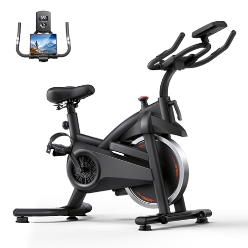 CURSOR FITNESS Exercise Bike, Stationary Bikes for Home with Brake Pad - color: Orange Black