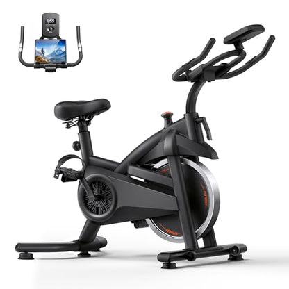 CURSOR FITNESS Exercise Bike, Stationary Bikes for Home with Brake Pad - color: Orange Black