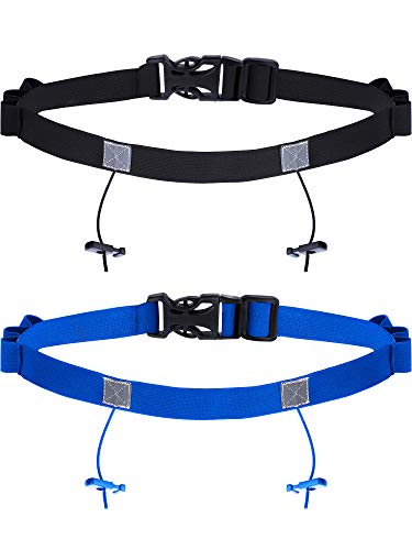 JOVITEC 2 Pack Race Number Belt with 6 Gel Loops, Black and Blue - color: Black and Blue