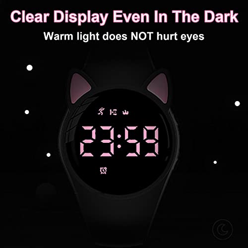 Fitness Tracker Pedometer Watch, No App No Phone Required, USB Charge 1 Hour for 20 Days Use, IP68 Waterproof Digital Watch with Alarm Clock Timer Distance Step Tracker for Kid Teen Boys Girls - color: Black