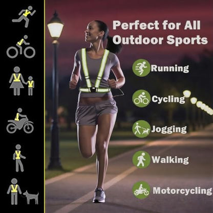 Reflective Strap Safety Vest Gear - 2-10 Pack Adjustable High Visible Reflective Running Gear for Women Men Night - color: Greenx5+orangex5