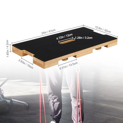 Wood Fitness Board, Resistance Band Workout Footplate, Resistance Band Foot Plate with Non-slip Design for Training, Stretching, Balance, Flexibility Exercise for Home Gym