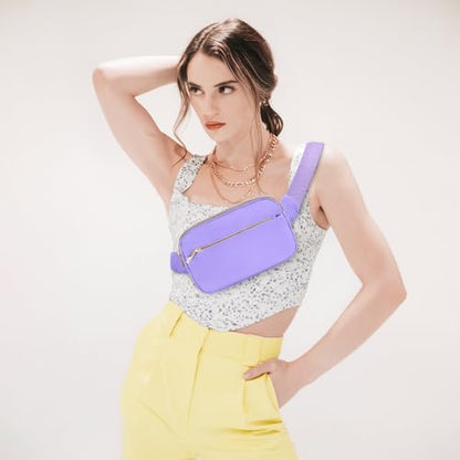 Fashion Fanny Bag-Waist Pack With Adjustable Belt Bag-Unisex Crossbody Pack For Travel Running Hiking-Light Purple - color: Light Purple