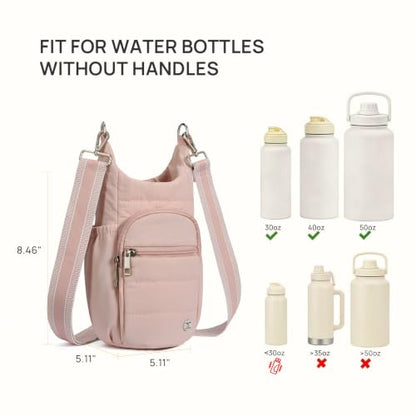 Telena Water Bottle Holder with Strap RFID Crossbody Bags for Women - color: Blush Pink