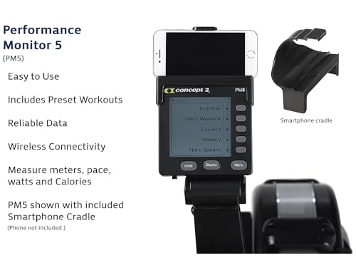 Concept2 RowErg Indoor Rowing Machine - PM5 Monitor, Device Holder, Adjustable Air Resistance, Easy Storage with FitXion Seat Cushion - color: Black