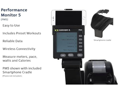 Concept2 RowErg Indoor Rowing Machine - PM5 Monitor, Device Holder, Adjustable Air Resistance, Easy Storage with FitXion Seat Cushion - color: Black