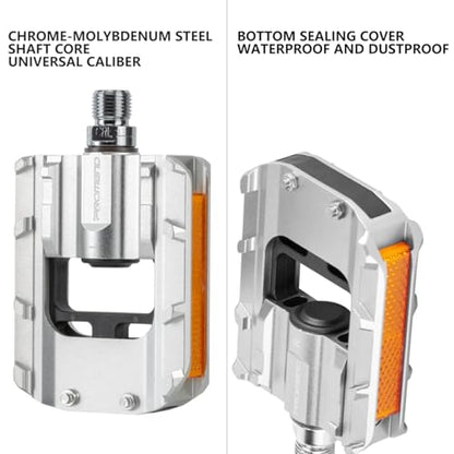 Folding Bike Pedals, All Aluminum Alloy Non-Slip Bike Pedals - color: Silver