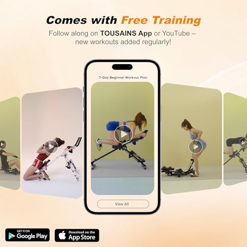 TOUSAINS 3 in 1 Folding Ab Machine, Rowing Machine & Cable System