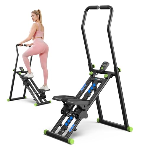 MERACH Stair Stepper with Adjustable Resistance, Foldable Stair Climber - color: Black & Green
