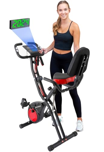 YYFITT 3-IN-1 Exercise Bike with Luminous Display | Foldable | XXL Backrest