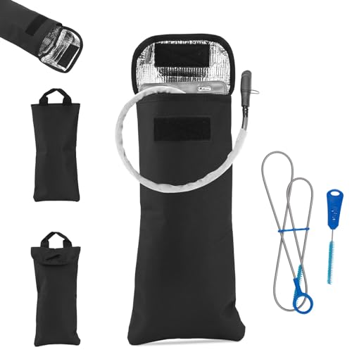 BOXOB Water Bladder Insulator Bag with Cleaning Kit, Oxford Cloth Hydration Insulation Sleeve Cover Cooler Accessories for 2L Hydration Bladder for Hiking Camping (Black, No Water Bag Included)