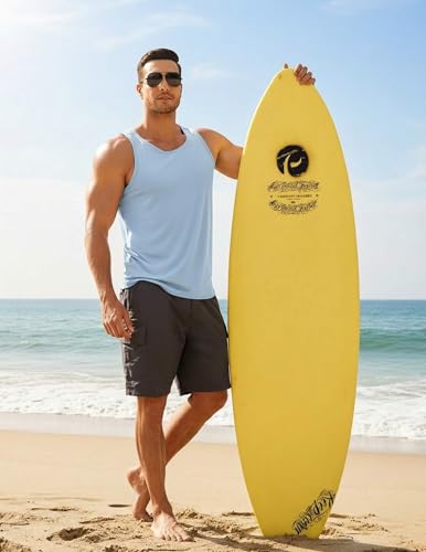 PINSPARK Men's UPF 50+ Quick Dry Tank Tops Athletic Muscle Tee - color: Blue, size: Small