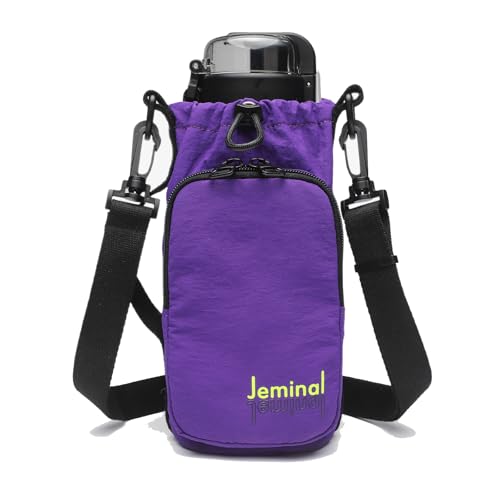 JEMINAL Water Bottle Sling Crossbody Bag with Strap, Small Cross Body Sling with Pockets for 20-40 oz Water Bottle, Keys, Cash, Phone - color: Purple