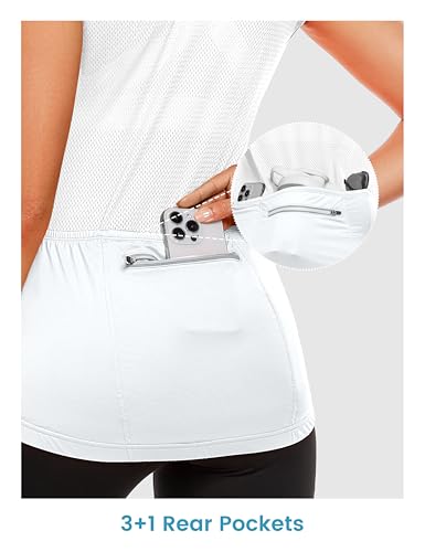Little Donkey Andy Women's Breathable Cycling Vests full Zip Reflective Sleeveless Jerseys Running Biking Shirts 4 Pockets - color: White, size: Small