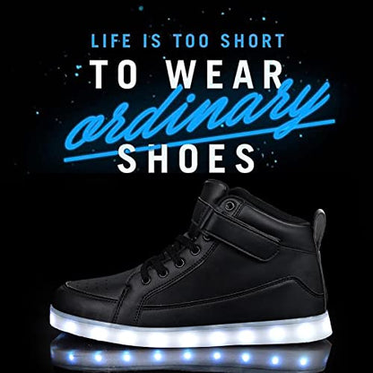 IGxx LED Light Up Shoes for Kids Boys Girls Sparkly Sneakers - color: Black, size: 8.5 Toddler