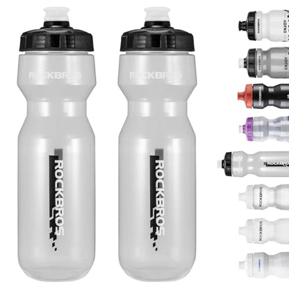 ROCKBROS Bike Water Bottle 20oz-25oz Squeeze Cycling Water Bottle BPA Free - color: 25oz Black Transparent, style: 2 Pack