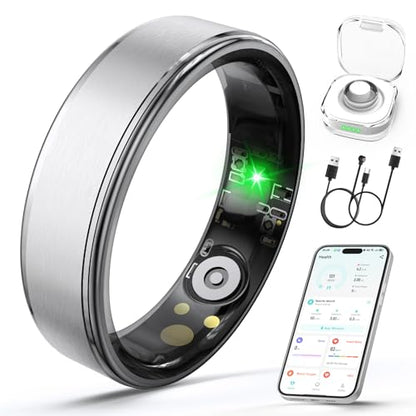 Smart Ring for Women and Men, Fitness Health Tracker Ring - color: Silver, size: 10#