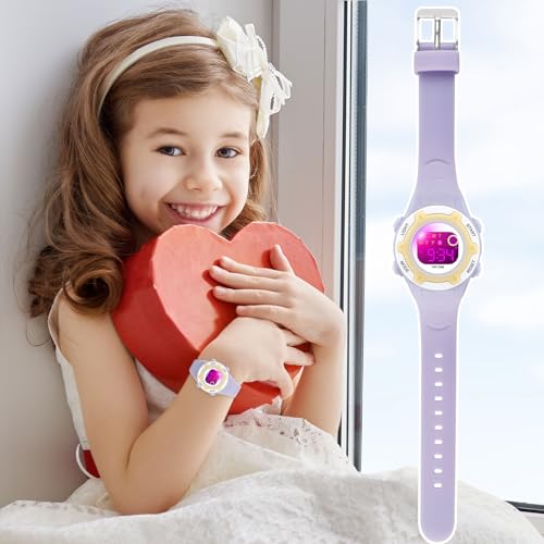 DTKID Digital Kids Watch 30 M Waterproof for Girls Boys 5-16 - color: Light Purple