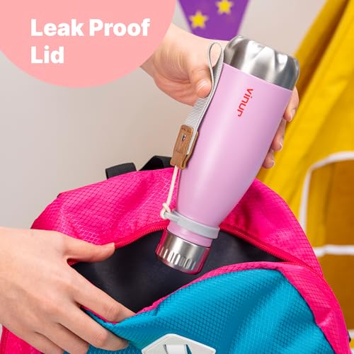Kids Water Bottle-12 oz Leak Proof Insulated Water Bottle with Carry Rope - color: Canyon Red, size: 12 Ounces