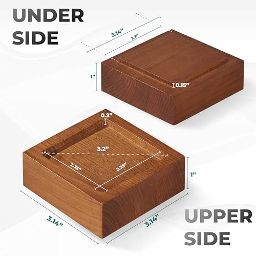 Bed Risers, Furniture Risers (Set of 8-Height 1") Can be Adjusted to 2'' 3''or 4'', Lifts Furniture Risers, Solid Natural Wood Risers, Non-Slip Recessed Hole (Square-Light Brown Color) - color: Square-light Brown Color