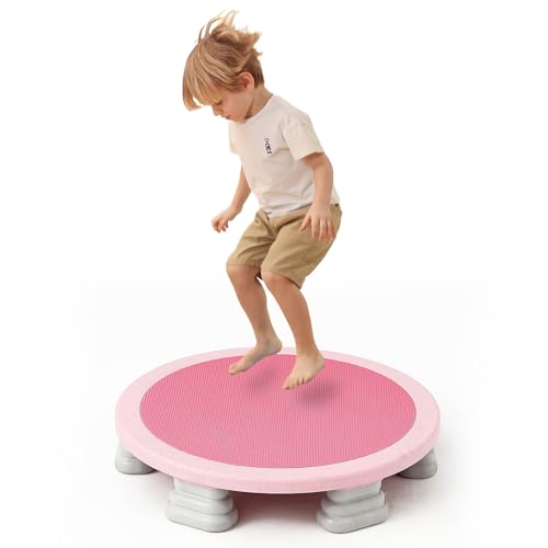 Bounce Board, Mini Trampoline for Kids, Toddlers Trampoline Indoor, Sensory Toys, Autism Sensory Products, Baby Jump Toy Recreational - color: PINK