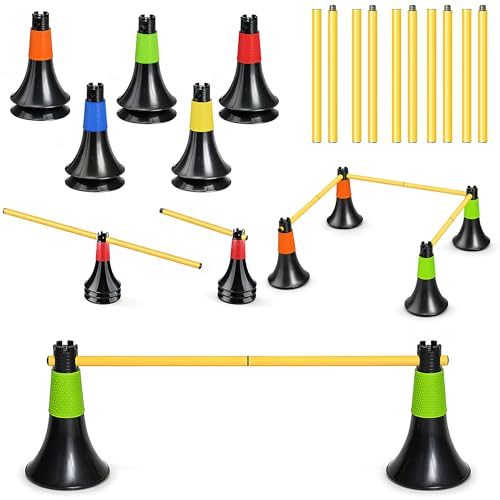 9 Inch Agility Training Cones with Poles, 10PCS Set for Sports Training