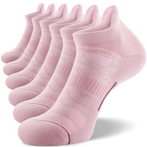 FITRELL Men's 6 Pack Ankle Running Socks Low Cut Cushioned Athletic Sports Socks 7-9/9-12/12-15 - color: Berry Dusk, size: 7-9