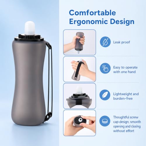 Handheld Running Water Bottle 350ml, Collapsible Silicone Water Bottle with Strap, Leak-Proof, for Running, Hiking, Cycling, Travel (Blue) - color: Blue