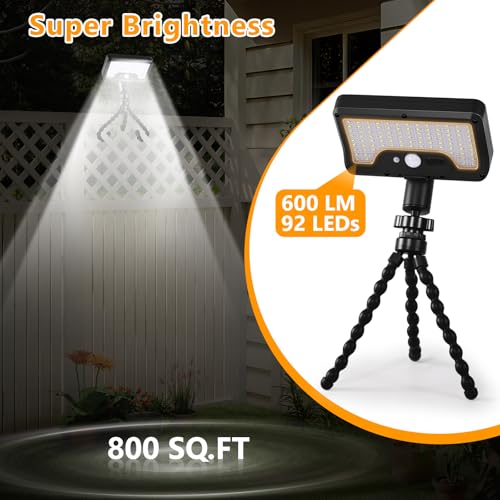 Solar Motion Lights Outdoor with Flexible Octopus Tripod (2 Pack, 6000K) - color: Black-Tripod, size: 2 Pack