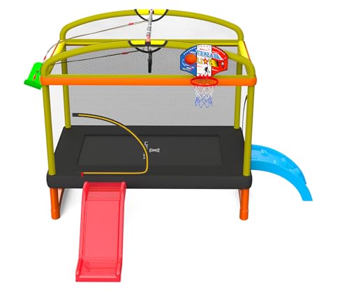 LANGXUN 6.5Ft 7-in-1 Rectangle Trampoline for Kids Age 1-10