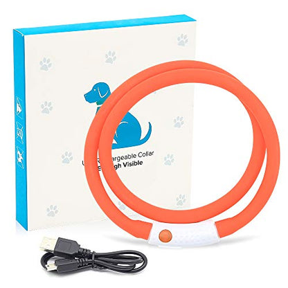 BSEEN Light Up Dog Collar, Glowing LED Dog Collar Rechargeable Cuttable Lighted Puppy Collar Safety Dog Lights Makes Your Beloved Dogs Be Seen at Night(Orange) - color: Orange-Standard(70cm)